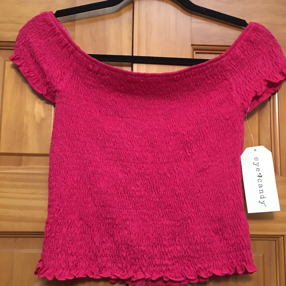 Eye Candy Fuscia NWT Smocked Crop Top Size…